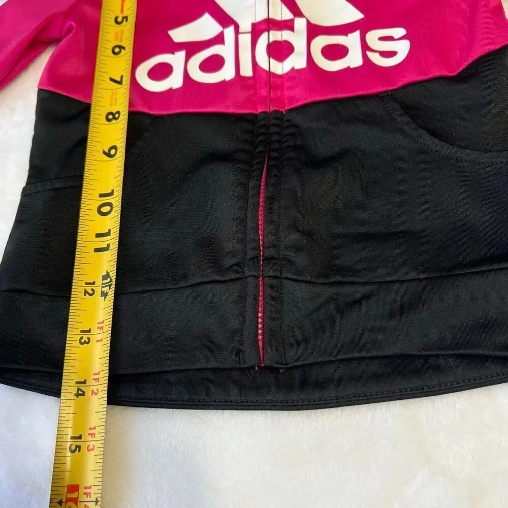 Adidas Pink and Black Track Jacket Full Zip 2T Girls - Picture 7 of 8